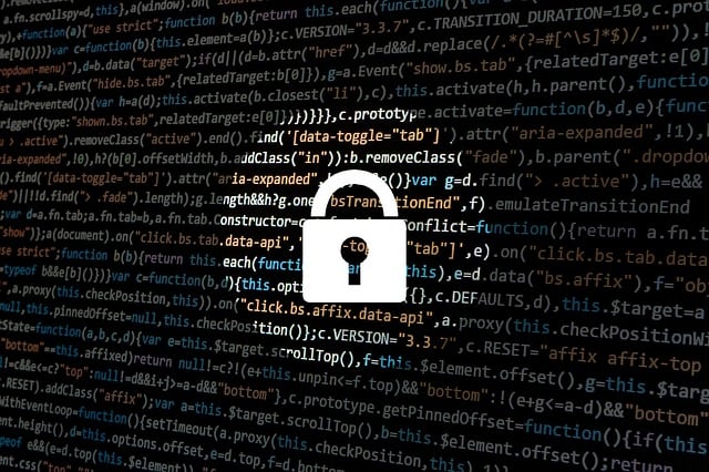 image of a padlock in a circle on top of code text